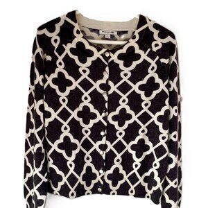 Banana Republic Angora Blend Cardigan Sweater Women - Large - Black/Withe.